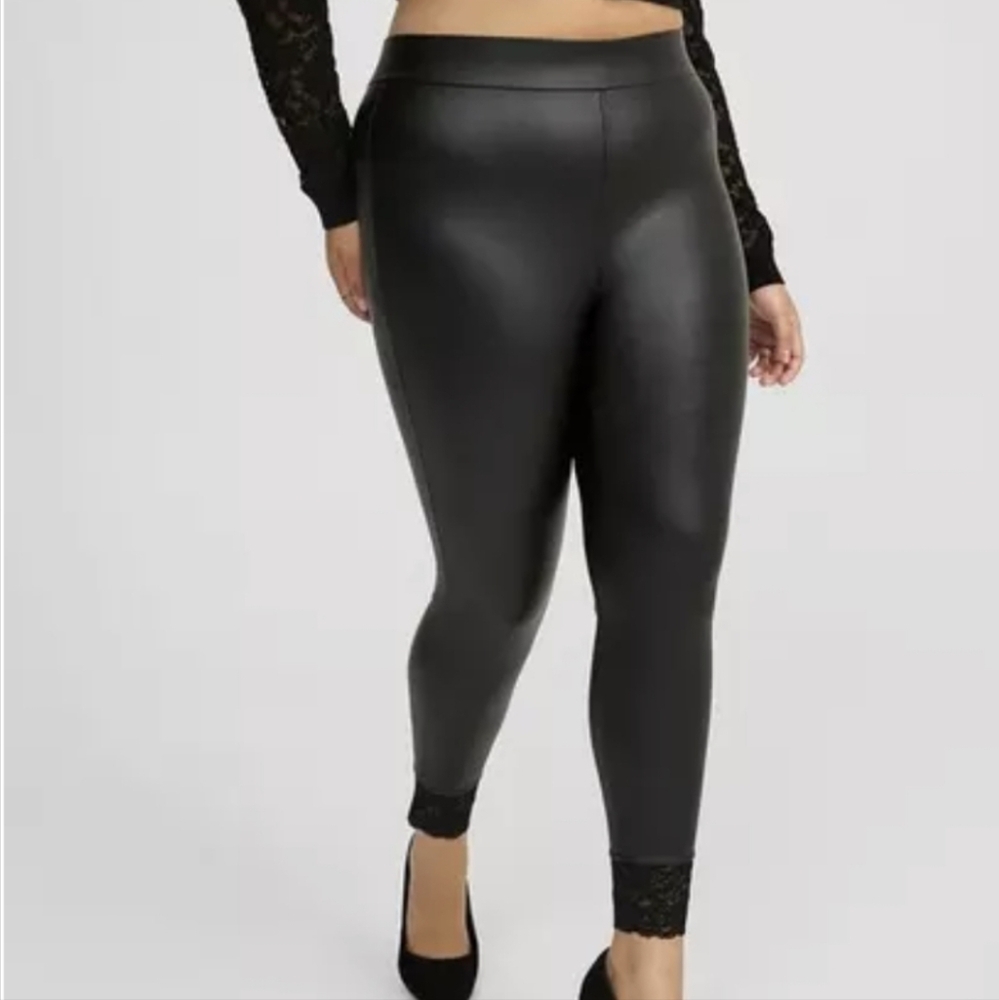 Black Faux Leather Leggings, Plus Size, XXL